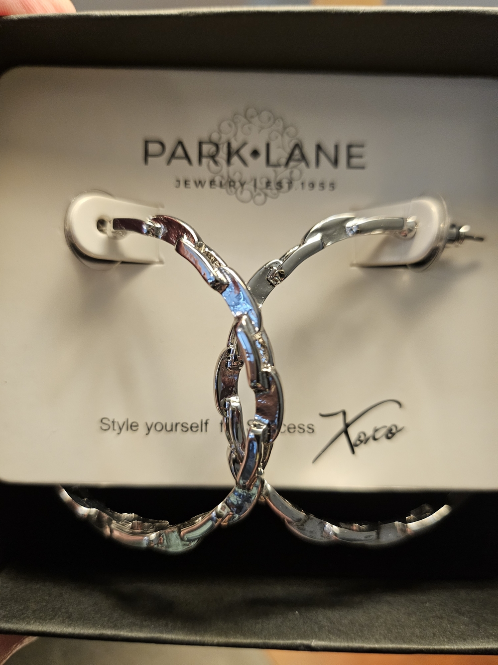 Park Lane Silver Chain-Link Hoop Earrings. NEW - Picture 2 of 2